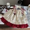 Korean-Style Summer 2025 Girls' Academy Sling Top & Red Skirt Pants Set