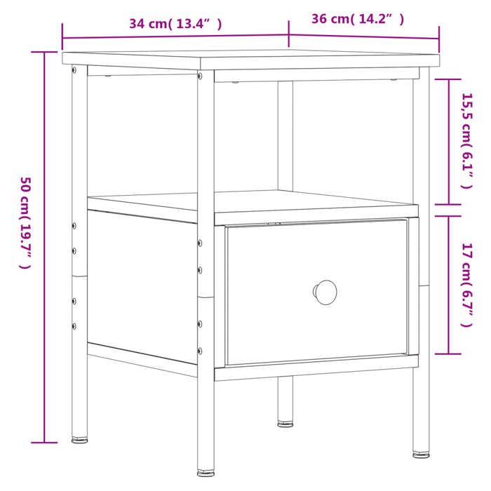 VidaXL Table de chevet chêne sonoma 34x36x50 cm bois d'ingénierie 826045