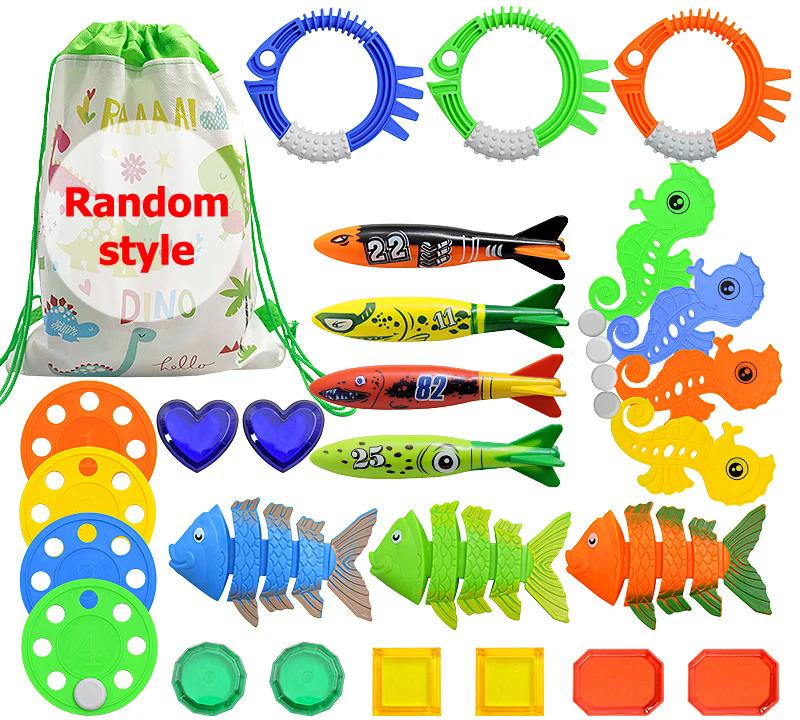 Diving Toy Set Summer Swimming Pool Accessories Torpedo Seaweed Children Water Toys Multiple Combination Snorkeling Training TMZ