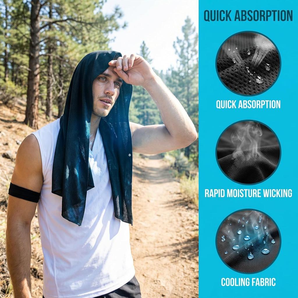 Cooling Hooded Towel Cooling Hoodie Towels Cooling Towel Microfibre for Neck and Face Cooling Towel for Fishing Cycling Running Sports