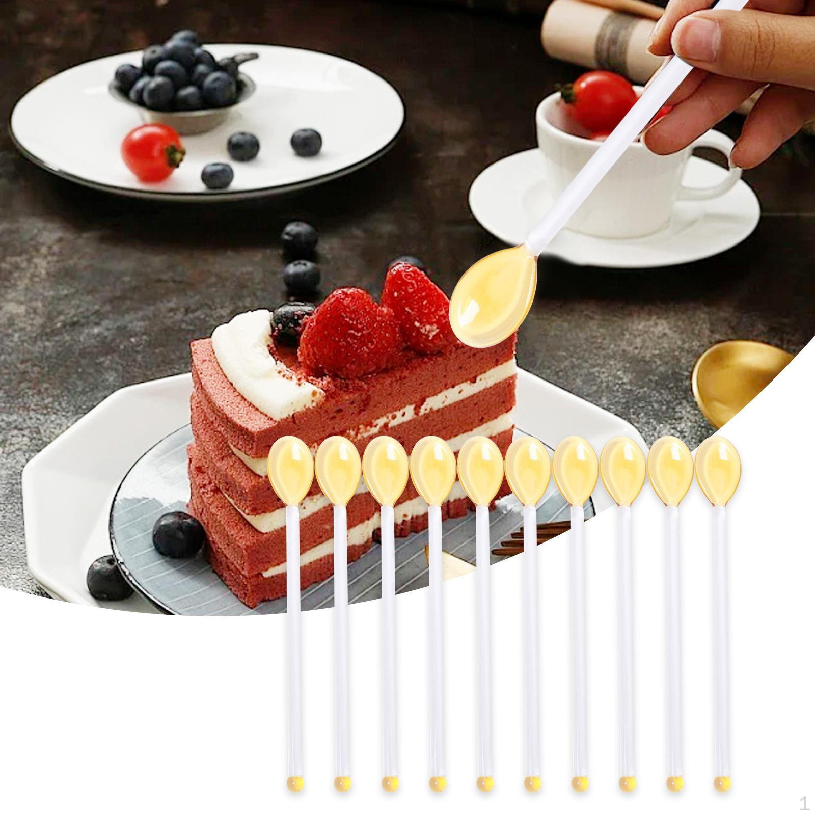 

10 Прозорих Скляних Ложок для Змішування Напоїв, Палички для Перемішування, Морозиво та Десерти золотий