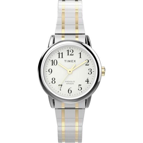 

TIMEX Easy Reader Watch, Silver Dial, Brass, Mineral Glass, Quartz Movement, Women s, TW2W52500