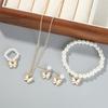 5 Piece Women Simple Oil Dropping Butterfly Pendant Zircon Bracelet Earrings Necklace Ring Set Personalized Sweet Zircon