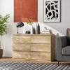 Commode - HOMCOM - 6 tiroirs meuble rangement épuré style moderne chambre salon - bois - 120x39x75cm - chêne