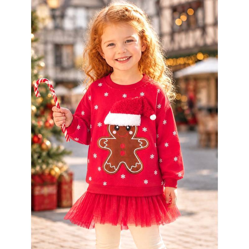 Christmas Girl Sweater With Cartoon Pattern For Kids Autumn Wear
