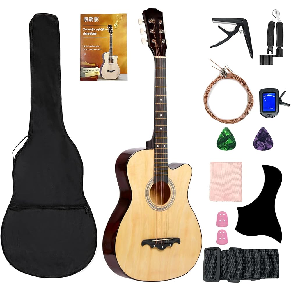 Goodraio Acoustic Guitar Beginner Set 38 Student Kids Adult Beginner Practice Folk Guitar Classi...