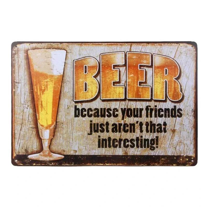 Vintage Beer Metal Tin Signs Wine Alcohol Drinker for Bar Pub Club Man Cave Kitchen Wall Decor Plaque 8x12 Inch