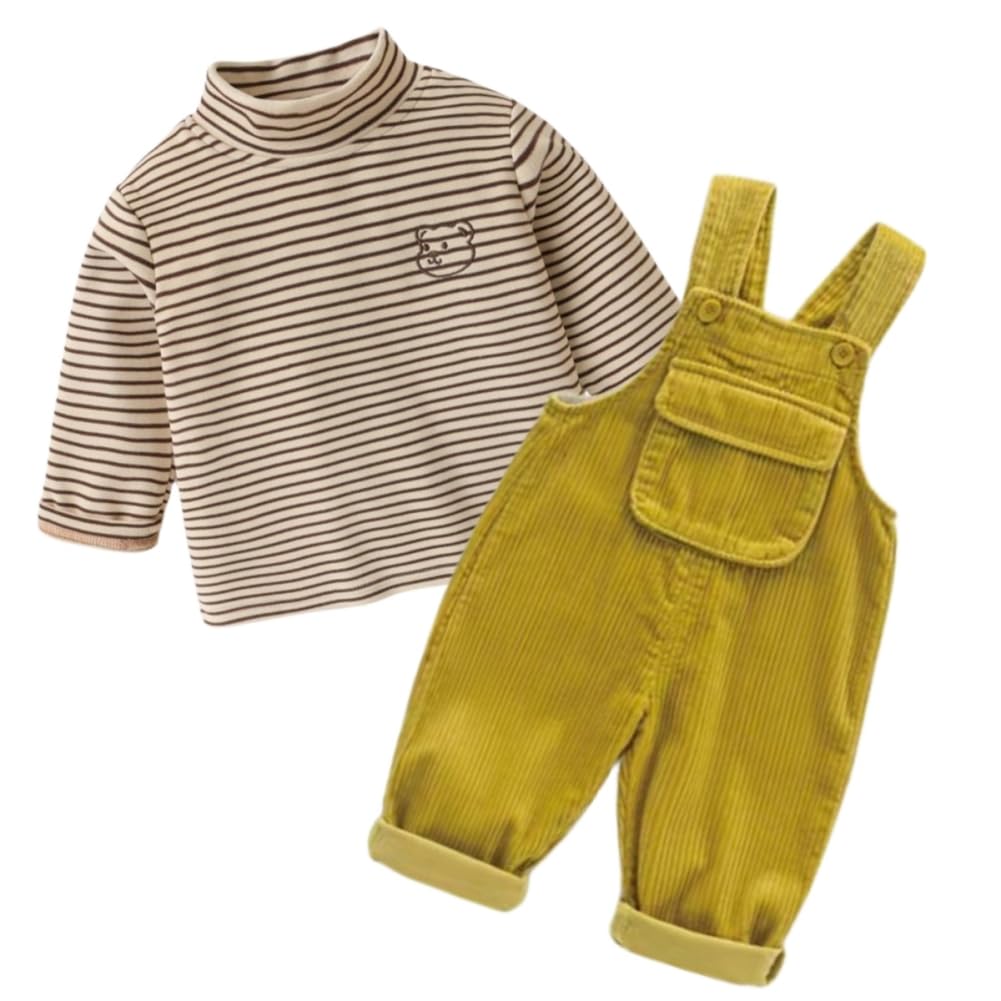 Kids Girls Long Corduroy Kids Boys [MiraiHiraki] Overalls, Children's Clothing, Overalls, T-Shirt, 2-Piece Set, Children's Sleeves, Material,