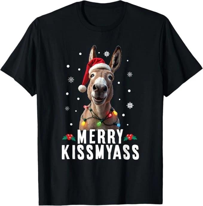 Merry kissmyass dunky christmas funny gift mens xmas tshirt joke tee top 2XL
