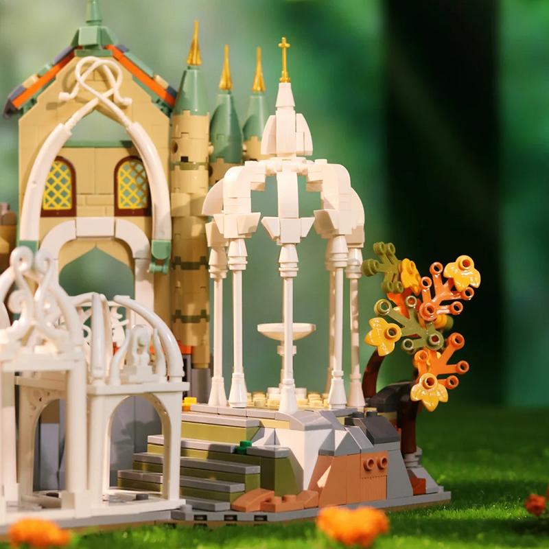 1555PCS Movie Lorded of Rings Green Shadow Castle  Rivendell House Building Blocks Model Assemble Bricks Toys Gift For Adult Kid
