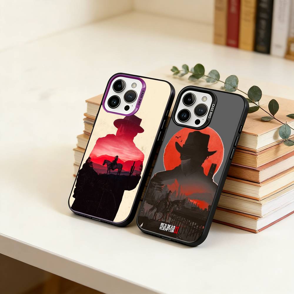 Custodia per telefono di Red Dead Redemption 2 per iPhone 17,16,15,14,13,12,11 Plus,Pro Max,XS,Interno Rivestito Argento Colorato