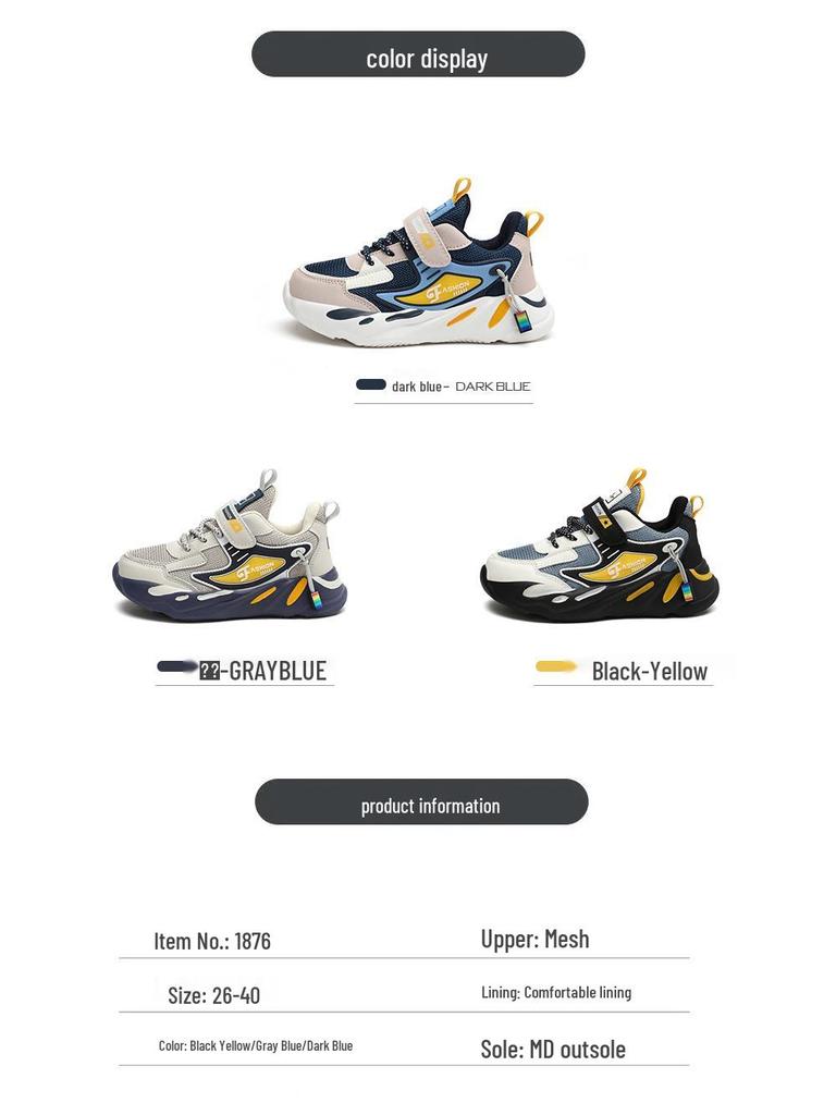 2024 Boys' Breathable Mesh Sports Shoes for Spring & Autumn - Trendy, Lightweight Running Shoes for Kids & Teens