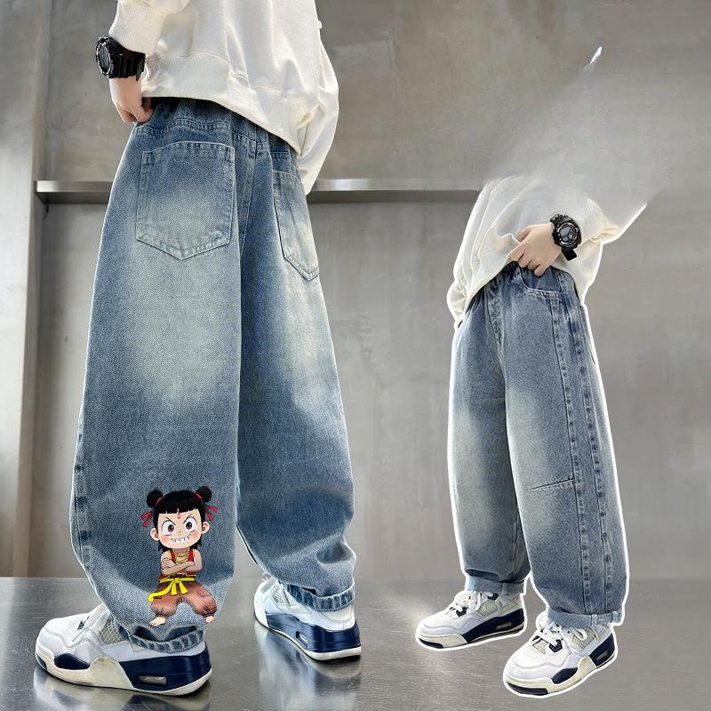 Blugi de băieți Pantaloni de toamnă la modă pentru copii Pantaloni largi casual