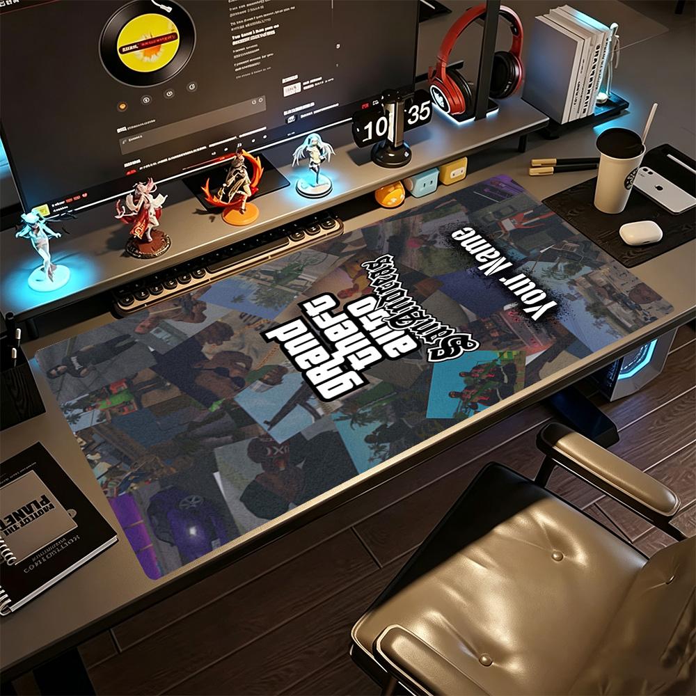 Gta Personalized Text Mouse Pad Keyboard Mat Office Mouse Mats Non-Slip Rubber Base Office and Gaming Desk Decoration