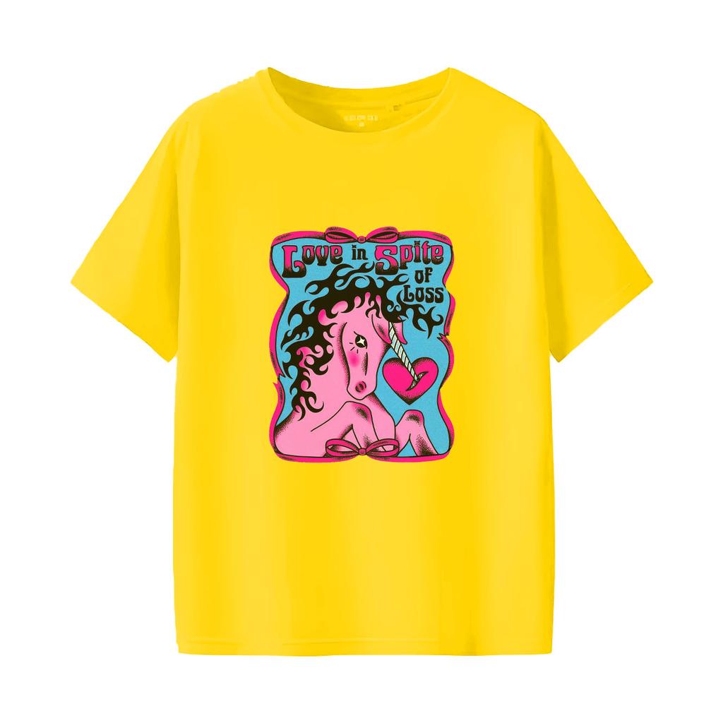 Cute unicorn cartoon printed short sleeved round neck Womens Tshirt for spring and summer versatile Womens Tshirt