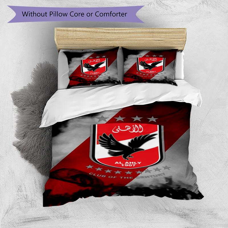 Ahly Football Club Printed Pattern Duvet Cover Set – Includes 1 Duvet Cover and 2 Matching Pillowcases Bedroom Decor Christmas Gifts