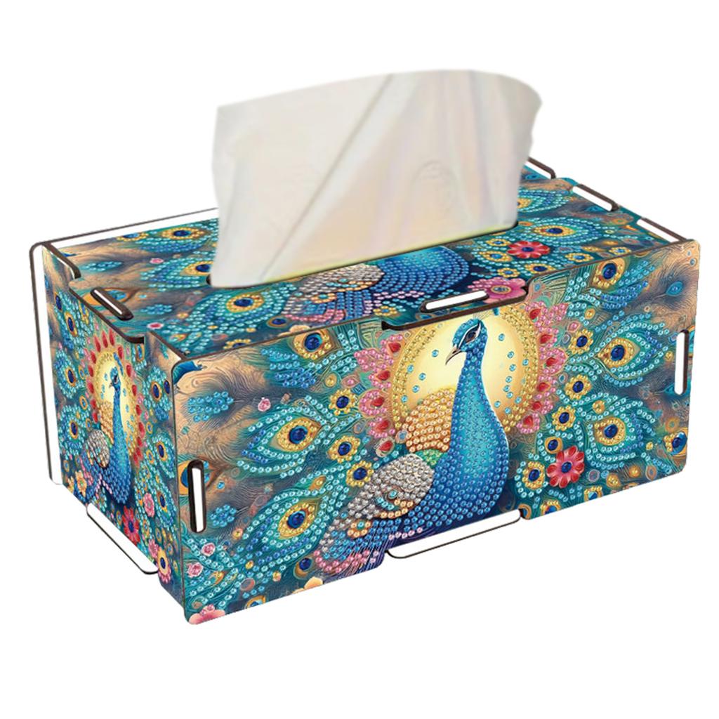 Wooden 5D Diamond Painting Tissue Holder Diamond Decorative Tissue Box Wooden Diamond Painting Tissue Box for Living Room Decor