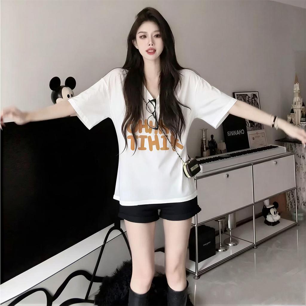 Loose and slimming top, covering the flesh, 2026 new summer comfort design, short sleeved t-shirt for women