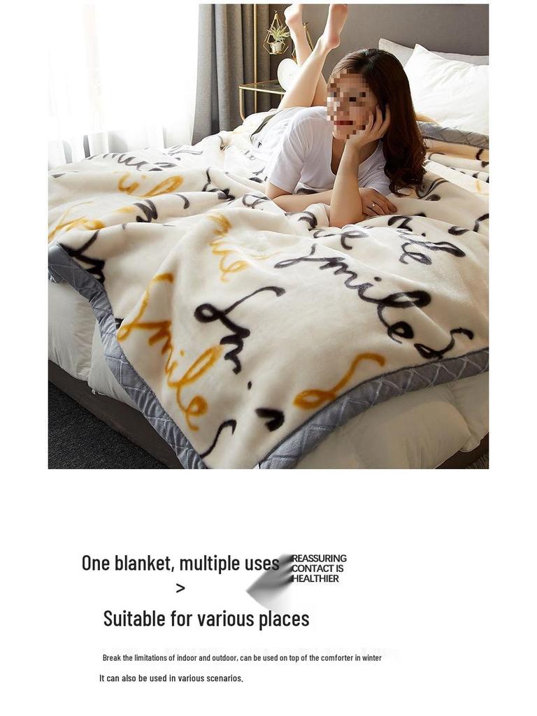 G5Z Thickened Raschel & Coral Flannel Winter Blanket for Dorms & Bedrooms