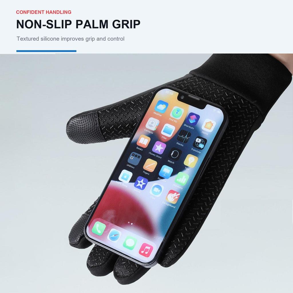Unisex Winter Cycling Gloves Fleece Lined Touch‑Screen Flip‑Top Half‑Finger 2‑Finger Exposed Anti‑Slip Warm Gloves for Driving Biking Outdoor Sports