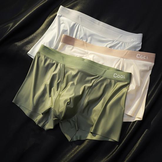 Men Boxer Underwear Elastic Mid-Waist Design Patchwork Color U-Convex Shorts Briefs Smooth Texture Panties