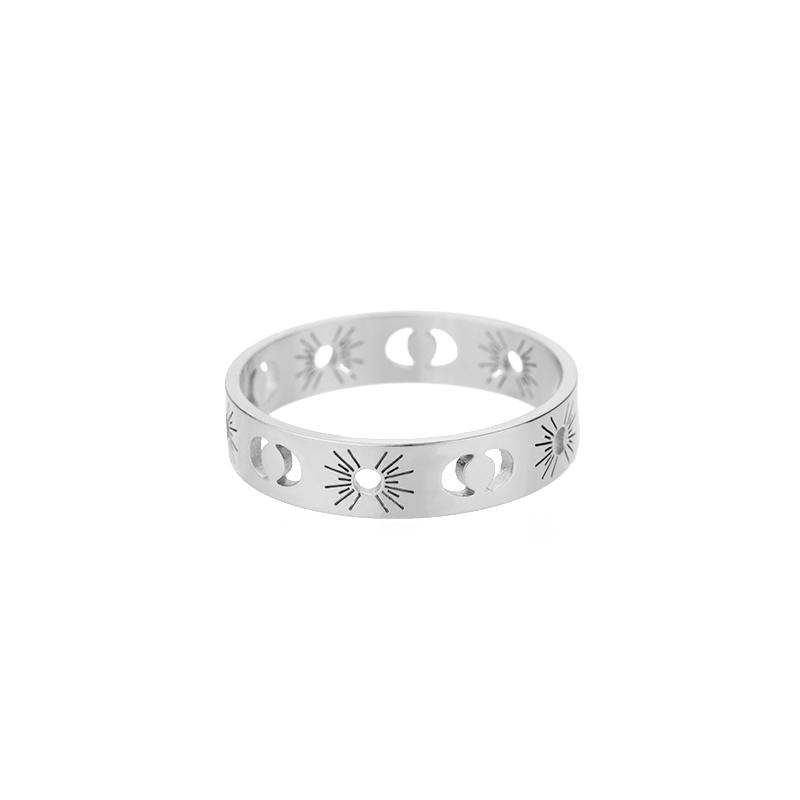 Vintage Lotus Rings for Women Teens Stainless Steel Wedding Ring Gothic Aesthetic copper Color Rings Zircon Gift bague femme