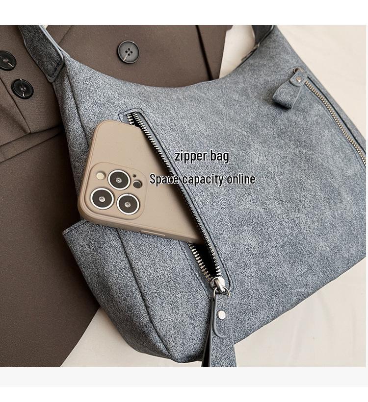 2025 Spring/Summer New Large-Capacity Women's Suede Shoulder and Crossbody Tote