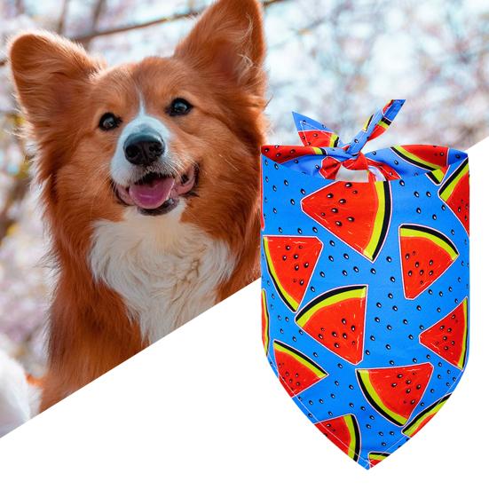 Bandană pentru câini, stil cauzal, cu imprimeu cu fructe, eșarfă triunghiulară pentru animale de companie Batic pentru câine