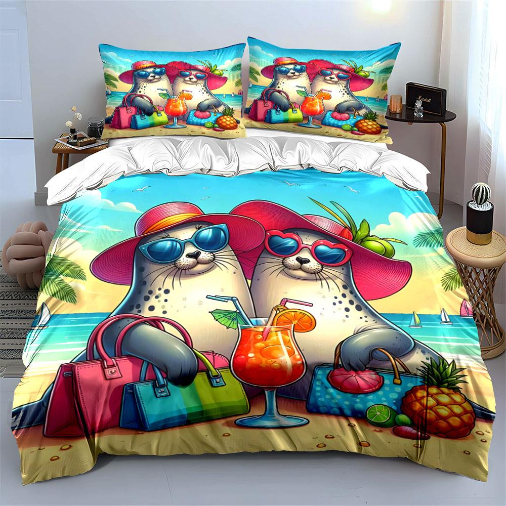 Colorful Beach Accessories Set Multiple Sizes Kid'S And Adults' Bedroom Exquisite 3Pc Bedding Set, Gift