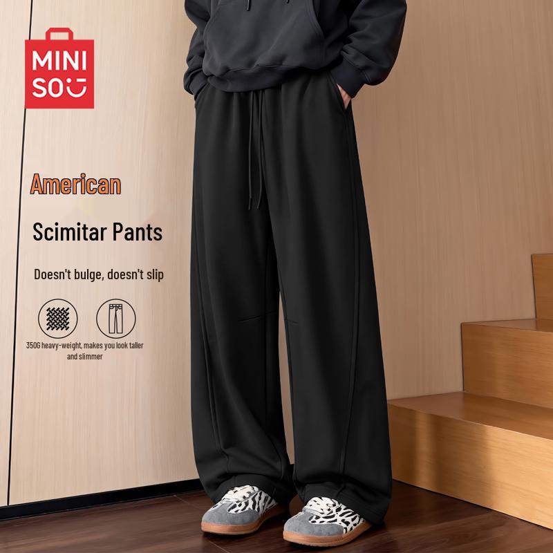 MINISO Men's Curved-Cut Loose Fit Casual Pants