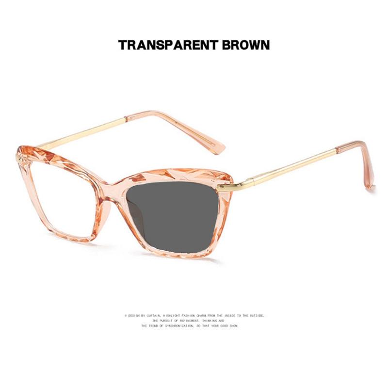 Latest Design Crystal Cat-Eye Frame Photochromism Prescription Lens Reading Glasses Women Anti Blue Light Hyperopia Eye Wear 0~+600