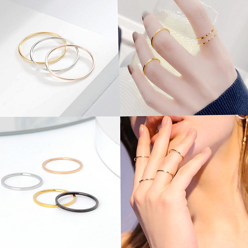 

Korean Minimalist 1MM Plain Temperament Smooth Ring for Couples Size 4