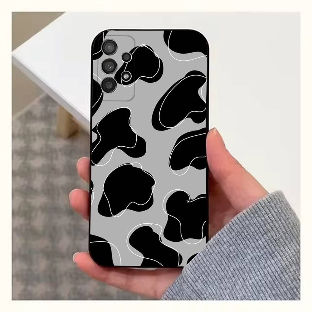 Cute Cow Print  Phone Case For Samsung S9,S10,S20,S10,S21,S25,S24,S23,Ultra,FE,Plus,Lite,Soft Silicone Black Cover