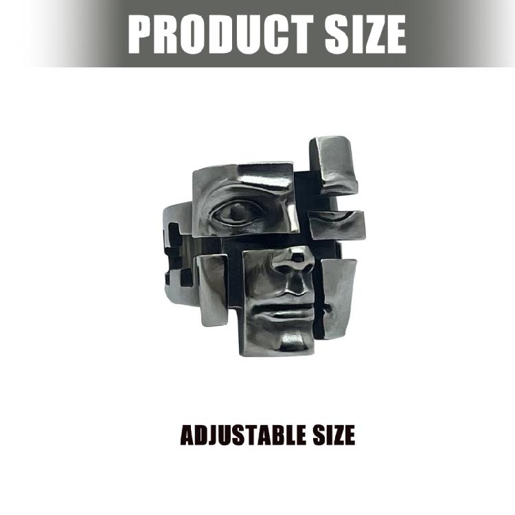 Exquisite Retro Mask Ring Adjustable Opening Finger Band Stylish Unisex Accessory For Birthdays Anniversaries