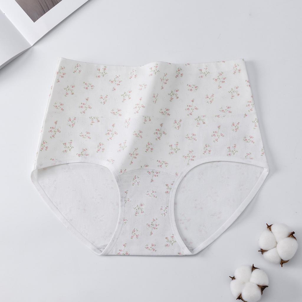 Women S High Waist Floral Cotton Tummy Control Triangle Underwear