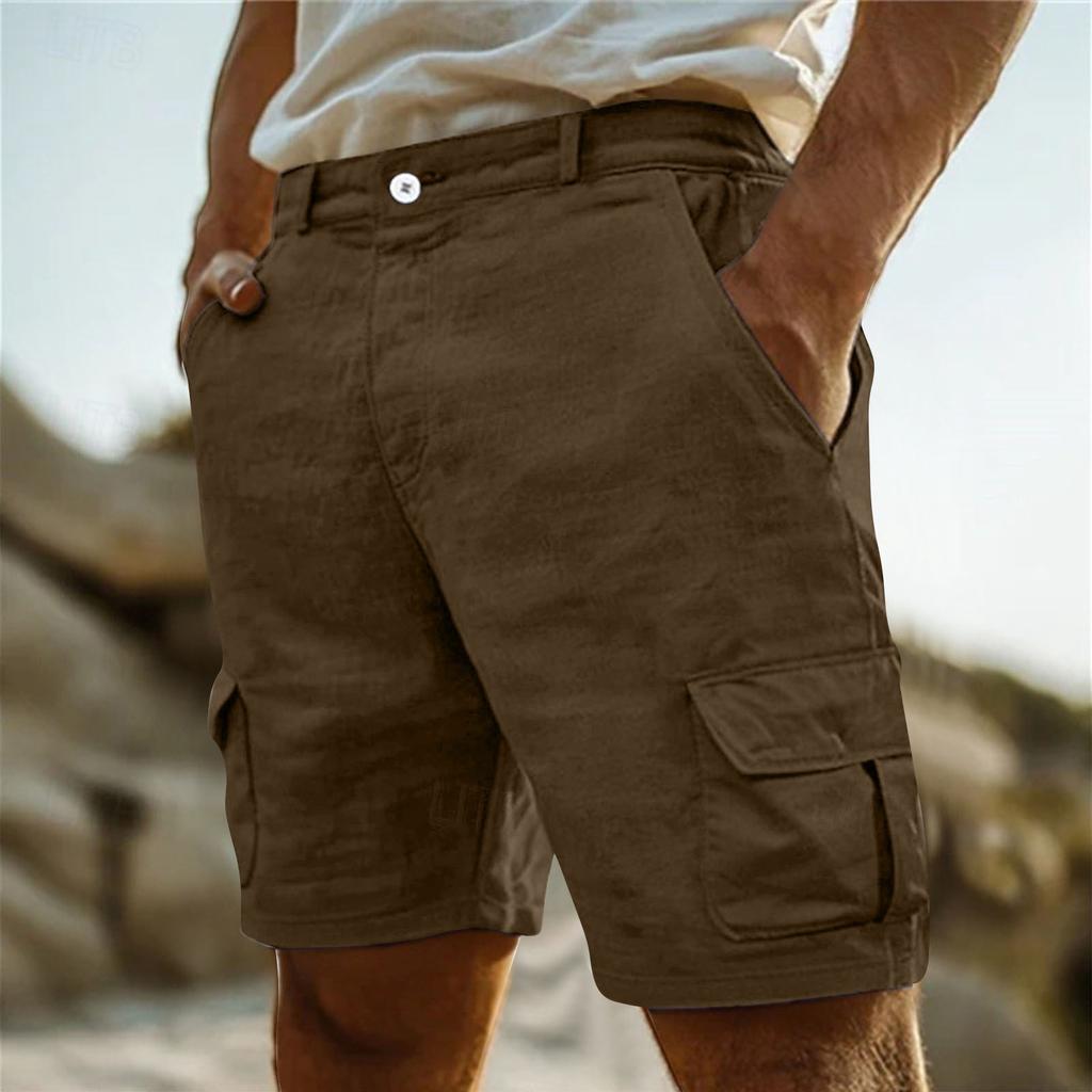 Men's Multi-pocket Work Pants Straight Five-inch Pants