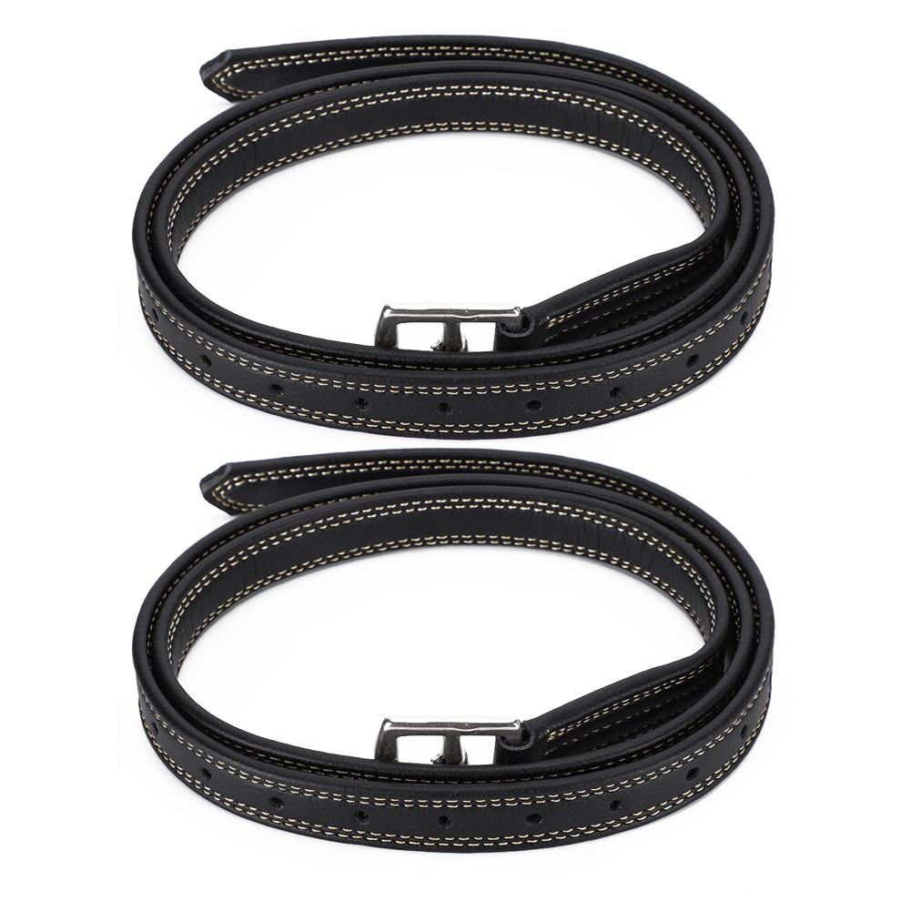 A Pair of Britain Saddle Horse Stirrup Belt Soft Leather Microfiber Stainless Steel BuckleDark