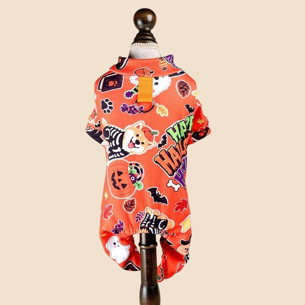 Cartoon Four Legged Clothes Soft Ghost Pumpkin Dog Sleepwear Dog Pajamas  Halloween Party