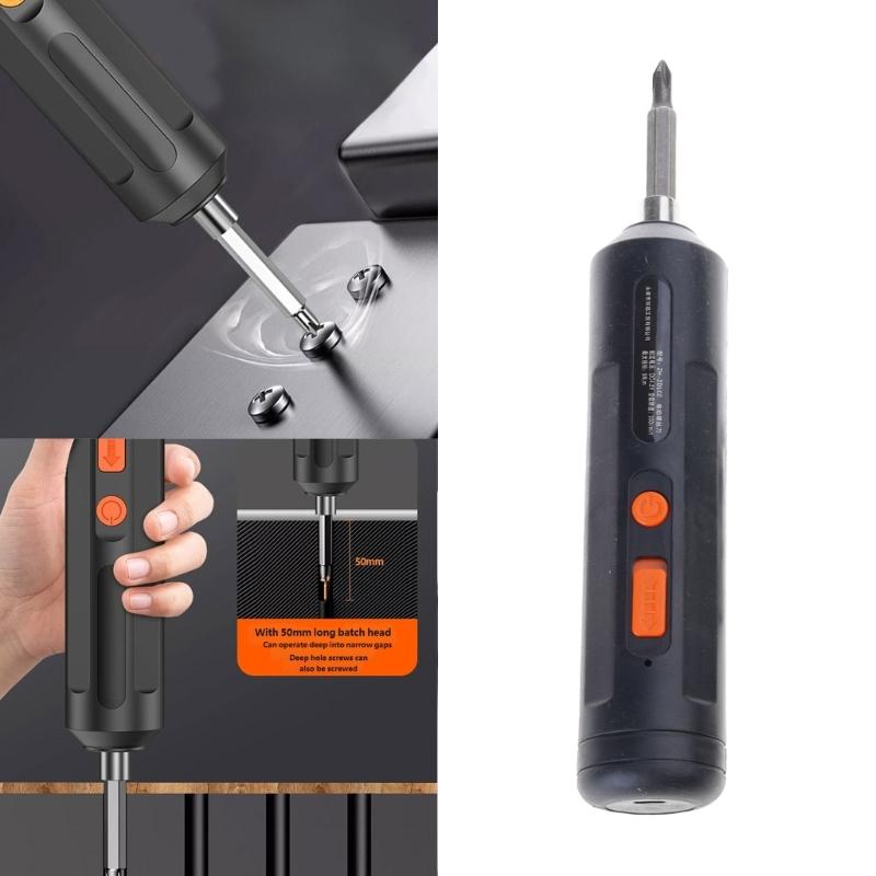 Electric Screwdriver Kit Featuring Various Screwdriver Bits Crosses Flat Head Type Ergonomic Handle Comfort Grip High Capacity Battery