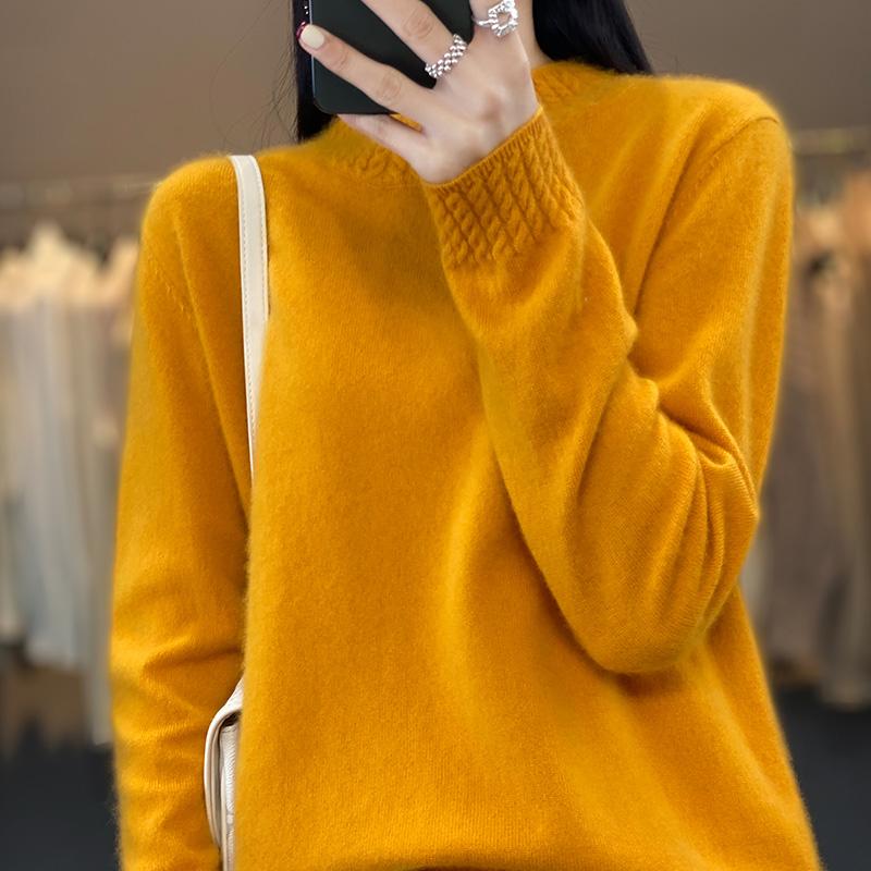 Suéter de cachemira para mujer Qinghe cachemira 30% cachemira 70% lana jersey de otoño e invierno cálido y a la moda