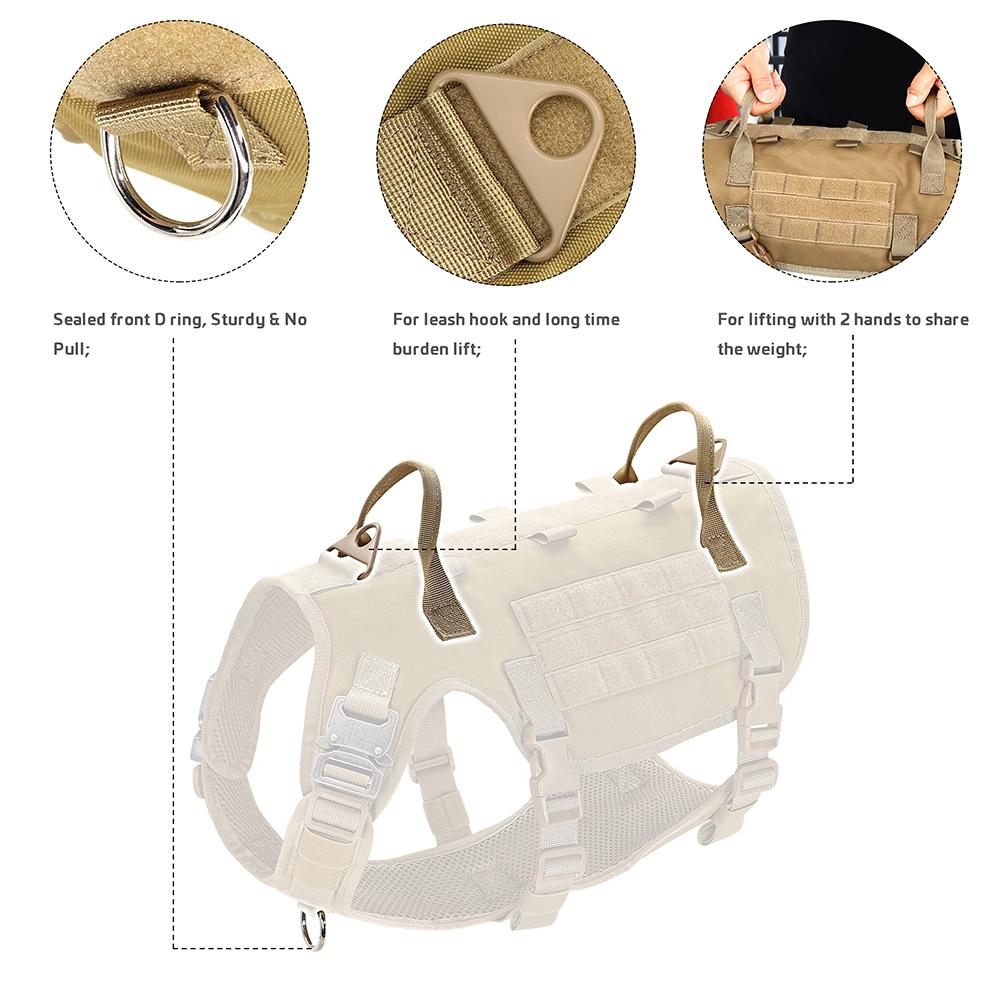 Durable Tactical Military Dog Harness Strong Nylon Pet Vest Working Dog Training Harness With 2 Bag 3 Flag For Small Large Dogs