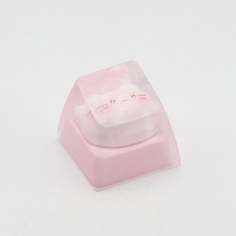 Translucent Cute Cartoon Kt Cat Keycap Cross Axis Mechanical Keyboard Keycap Keyboard Decoration Keycap Keyboard Accessories