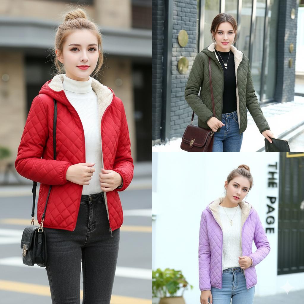 Women's short lightweight cotton-padded jacket casual plus velvet thickened cotton coat women's lamb wool coat