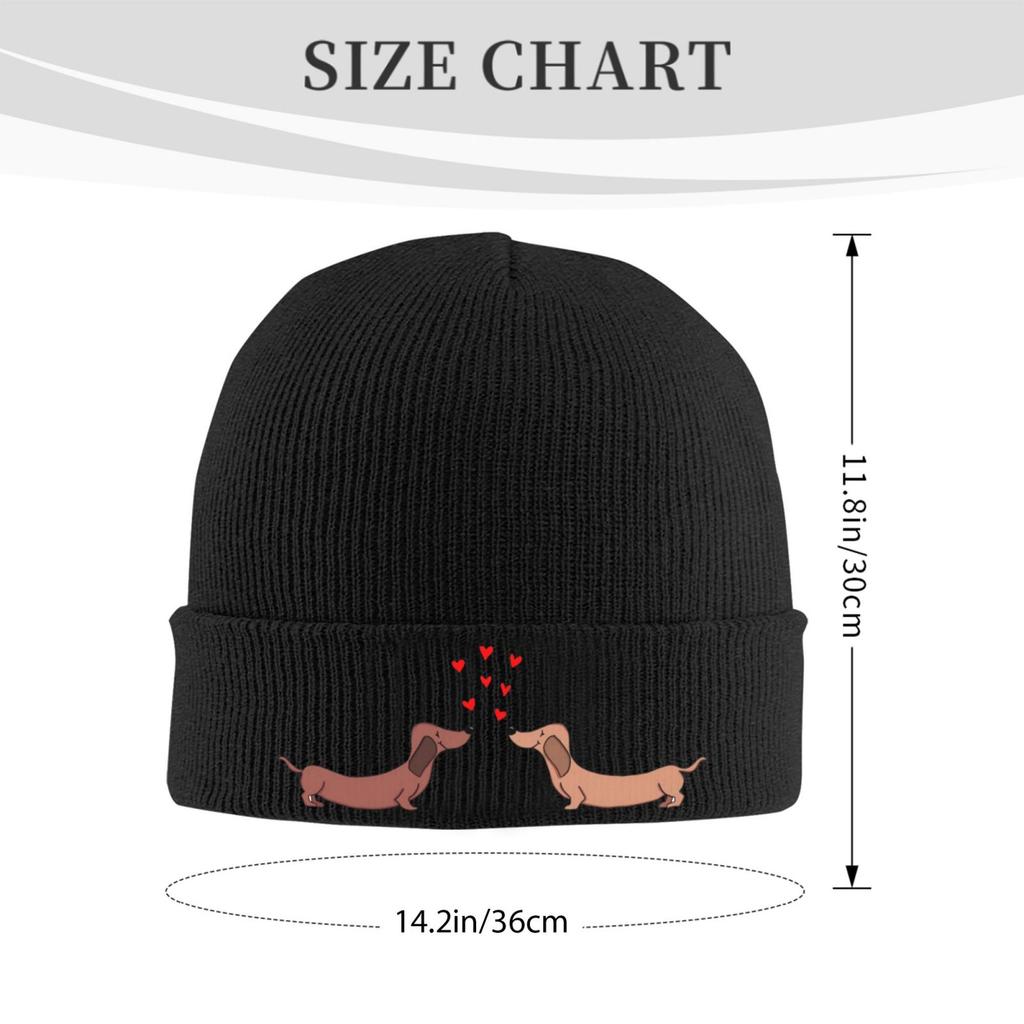 Couple of Dachshund Beanie Vintage Graphic Knit Hat Retro Streetwear Soft Warm FatherDay Gift Idea Present for Unisex and Woman