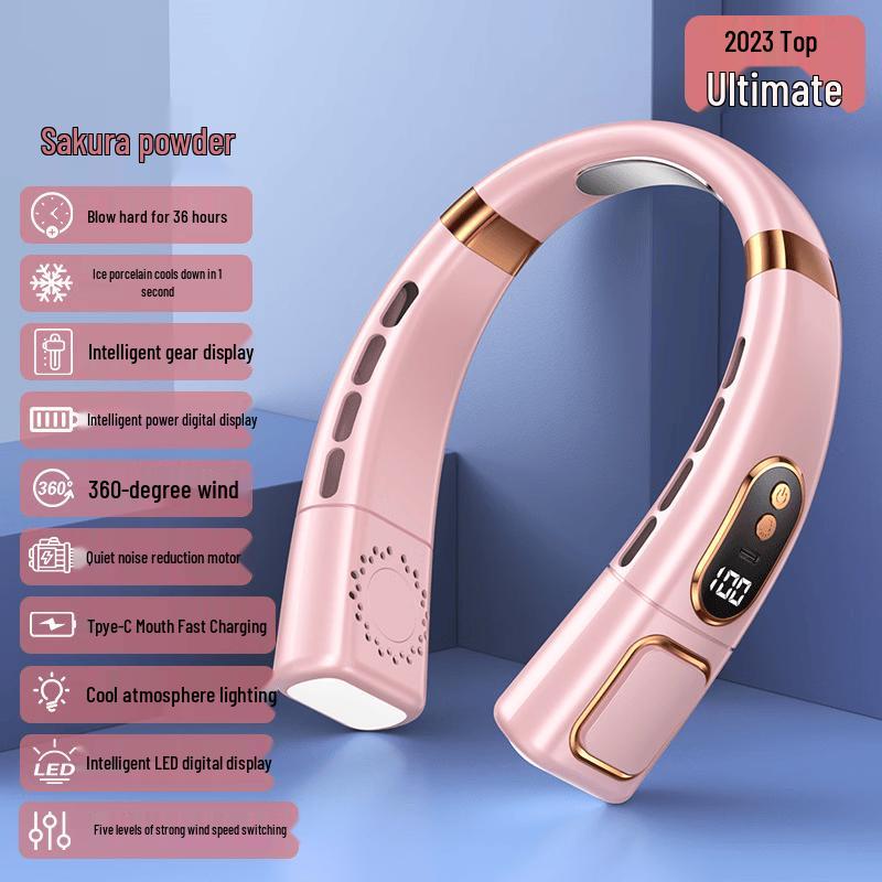 Portable Bladeless Neck Fan with Cooling & Digital Display