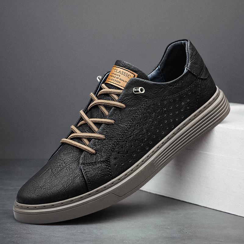 Fashion Italian Brand Black Genuine Leather Oxford Shoes UNISEX Casual Shoes Lace Up Flat Sneakers  Luxury Shoes for Men Big Size: 36-47