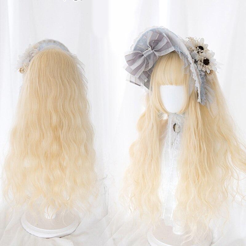Halloween Long Curly Hair Lolita Wig Women's Synthetic Hair Heat-Resistant Fiber Red Blond Black Blue Pink Wig Cosplay LUPU