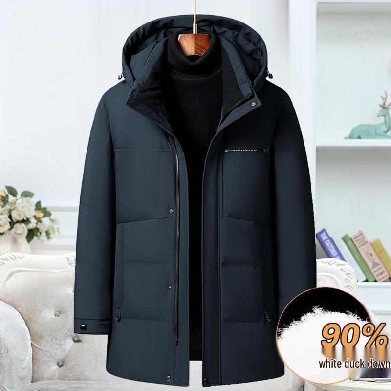 Northeast-Style Mid-Length Winter Down Jacket for Middle-Aged and Elderly Men - Plus Size
