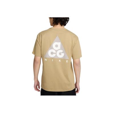Max90 ACG Estampa Logo nas Costas Camiseta Solta Confortável Moda Manga Curta Masculina Tops Paraquedas-Bege HJ0799-297
