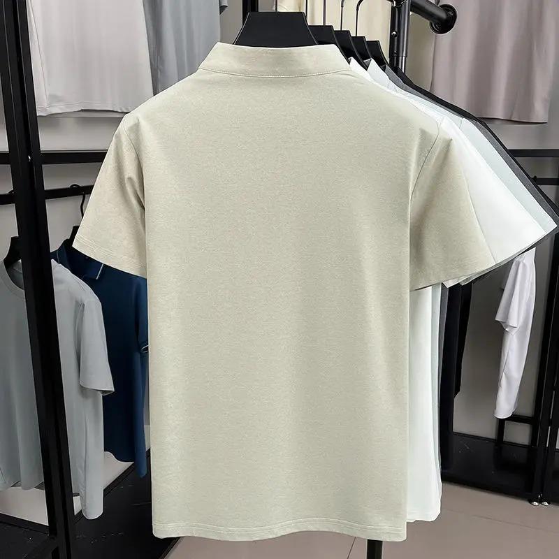 Men's Short Sleeve T Shirt Half Zipper Casual Mesh Beach Breathable Pullover Solid Color Lightwear Loose Comfortable